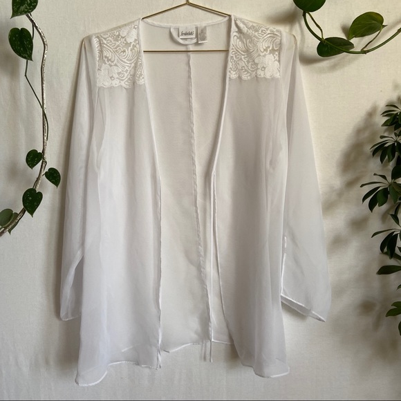 Frederick's of Hollywood Other - VINTAGE • Frederick’s of Hollywood 2010s white Sheer Lace Robe Cottagecore L
